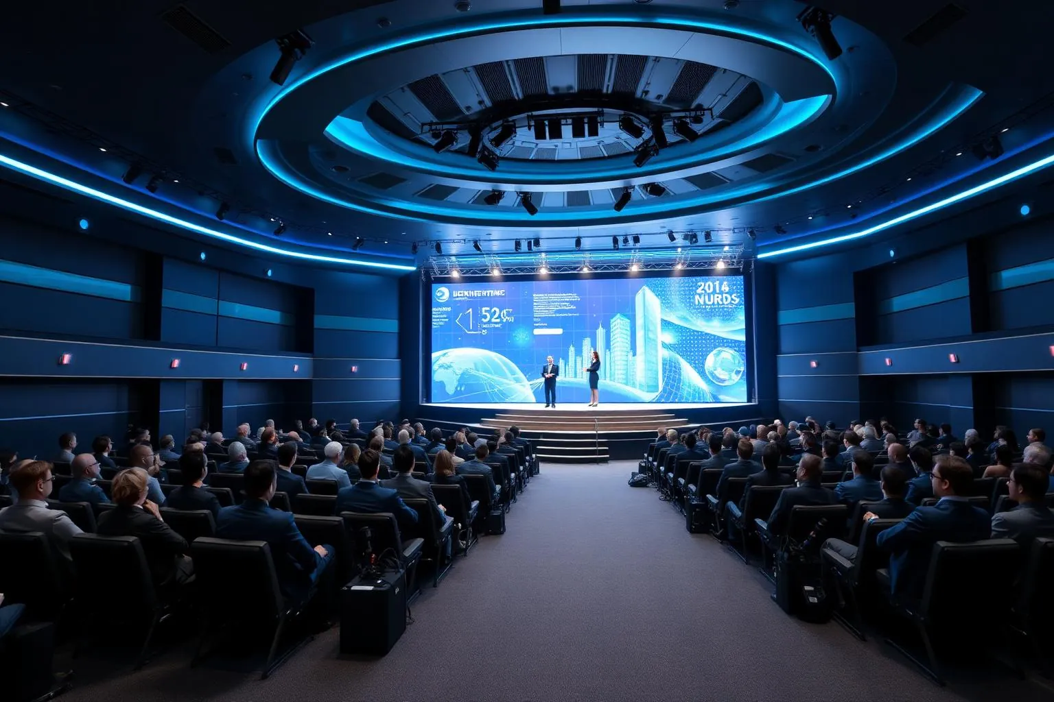 Global enterprise virtual town hall with CEO on stage